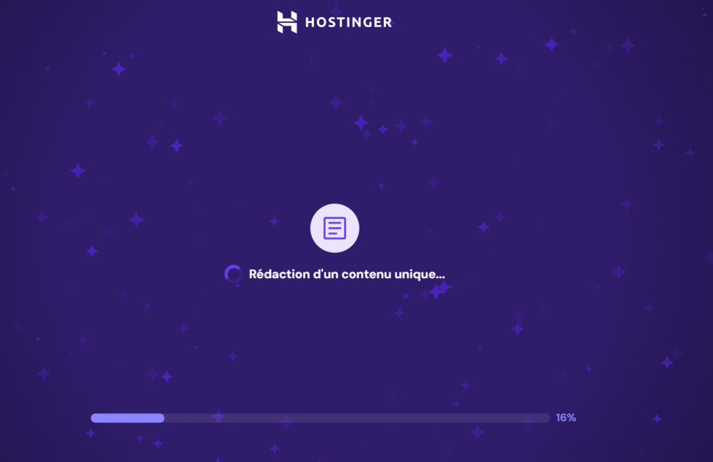 Ia d'hostinger en train de créer le site